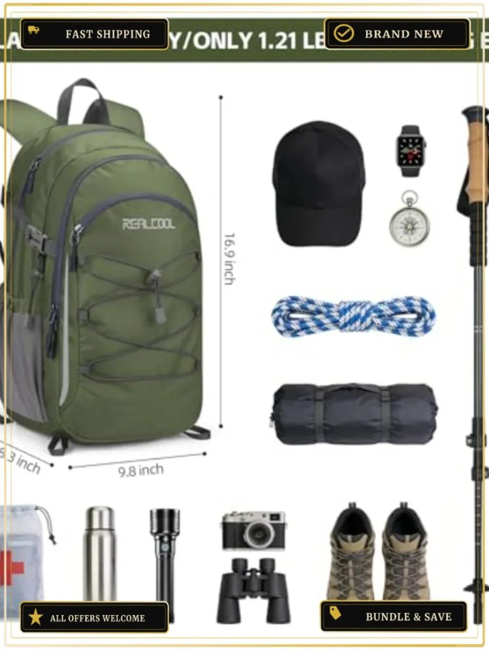 20L Lightweight Hiking Backpack Waterproof Daypack 210D Nylon Camping Gear